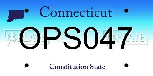 OPS047 Connecticut License Plate