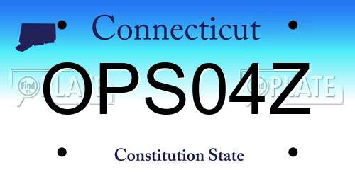 OPS04Z Connecticut License Plate