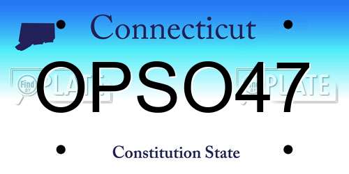 OPSO47 Connecticut License Plate