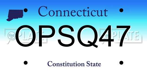 OPSQ47 Connecticut License Plate