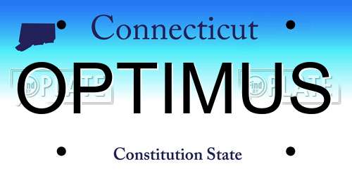 OPTIMUS Connecticut License Plate