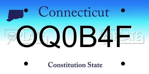 OQ0B4F Connecticut License Plate