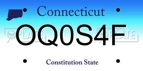 OQ0S4F Connecticut License Plate