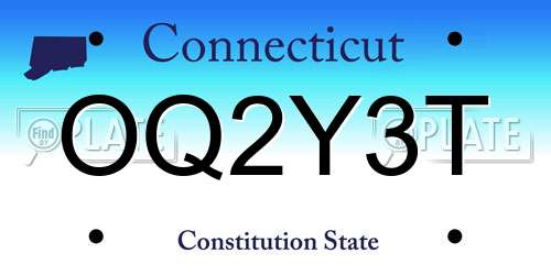 OQ2Y3T Connecticut License Plate