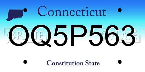 OQ5P563 Connecticut License Plate