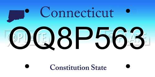 OQ8P563 Connecticut License Plate