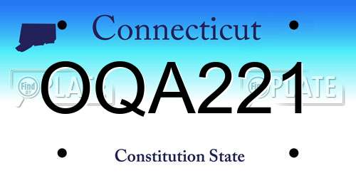 OQA221 Connecticut License Plate