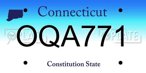 OQA771 Connecticut License Plate