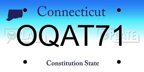 OQAT71 Connecticut License Plate