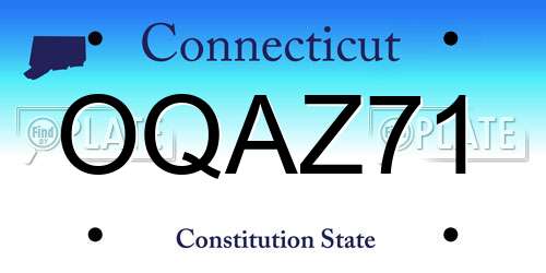 OQAZ71 Connecticut License Plate