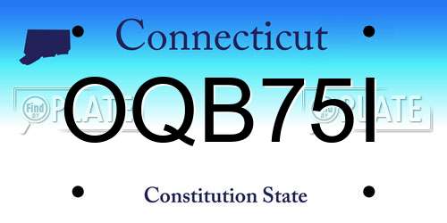 OQB75I Connecticut License Plate