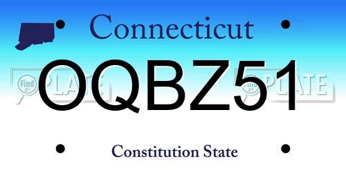 OQBZ51 Connecticut License Plate