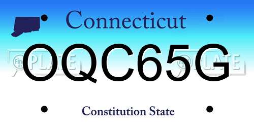 OQC65G Connecticut License Plate