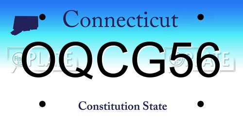 OQCG56 Connecticut License Plate
