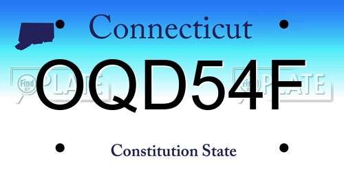 OQD54F Connecticut License Plate