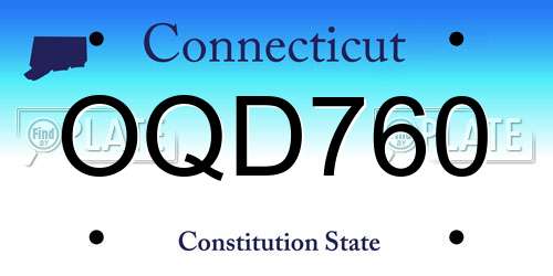OQD760 Connecticut License Plate