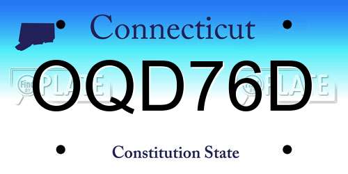 OQD76D Connecticut License Plate