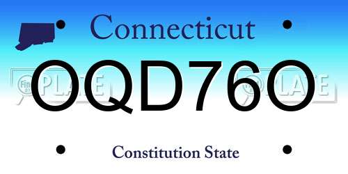 OQD76O Connecticut License Plate