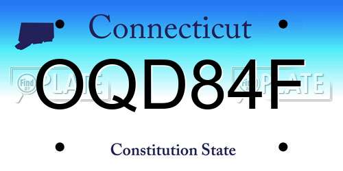 OQD84F Connecticut License Plate
