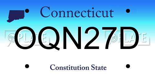 OQN27D Connecticut License Plate