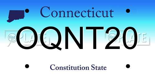 OQNT20 Connecticut License Plate