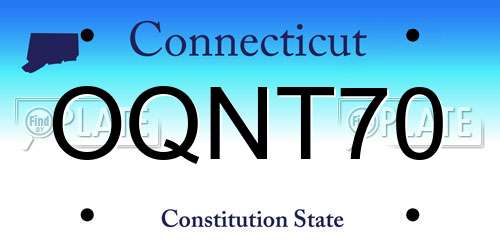 OQNT70 Connecticut License Plate