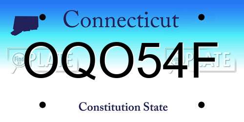 OQO54F Connecticut License Plate