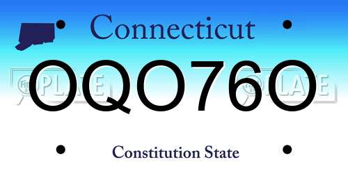 OQO76O Connecticut License Plate