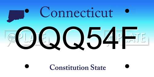 OQQ54F Connecticut License Plate