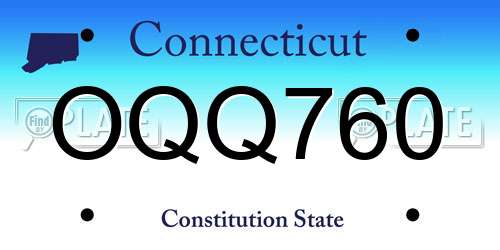 OQQ760 Connecticut License Plate