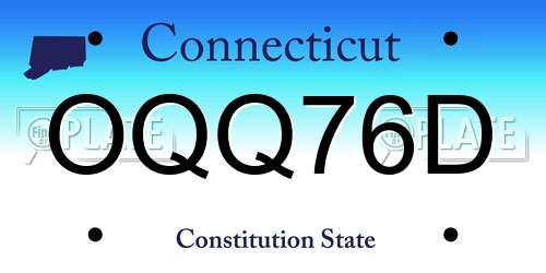 OQQ76D Connecticut License Plate