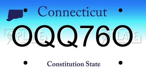 OQQ76O Connecticut License Plate