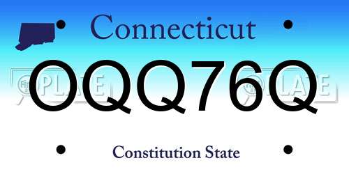 OQQ76Q Connecticut License Plate