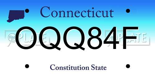 OQQ84F Connecticut License Plate