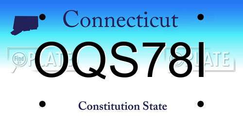 OQS78I Connecticut License Plate