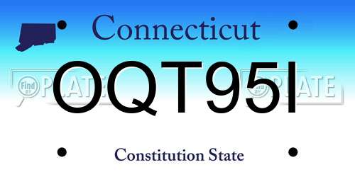OQT95I Connecticut License Plate