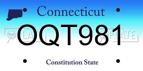OQT981 Connecticut License Plate