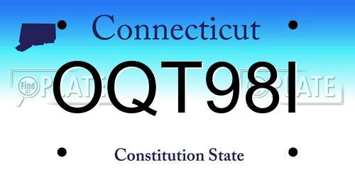 OQT98I Connecticut License Plate