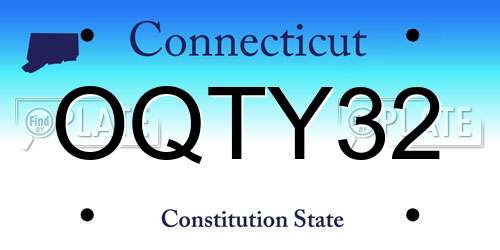 OQTY32 Connecticut License Plate