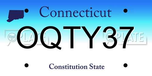 OQTY37 Connecticut License Plate