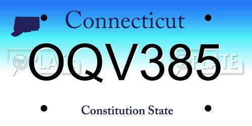 OQV385 Connecticut License Plate
