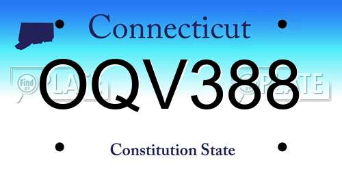 OQV388 Connecticut License Plate