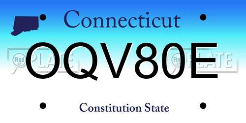 OQV80E Connecticut License Plate