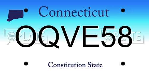 OQVE58 Connecticut License Plate