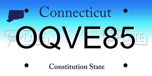 OQVE85 Connecticut License Plate