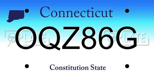 OQZ86G Connecticut License Plate