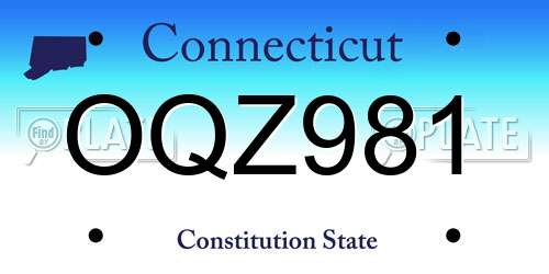 OQZ981 Connecticut License Plate