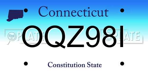 OQZ98I Connecticut License Plate