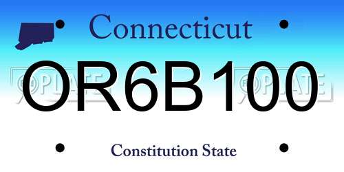 OR6B100 Connecticut License Plate