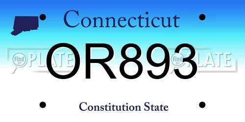 OR893 Connecticut License Plate